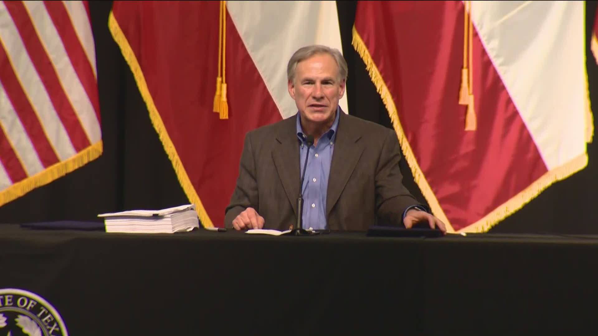Gov. Abbott made the announcement while speaking in Del Rio, Texas, Thursday.