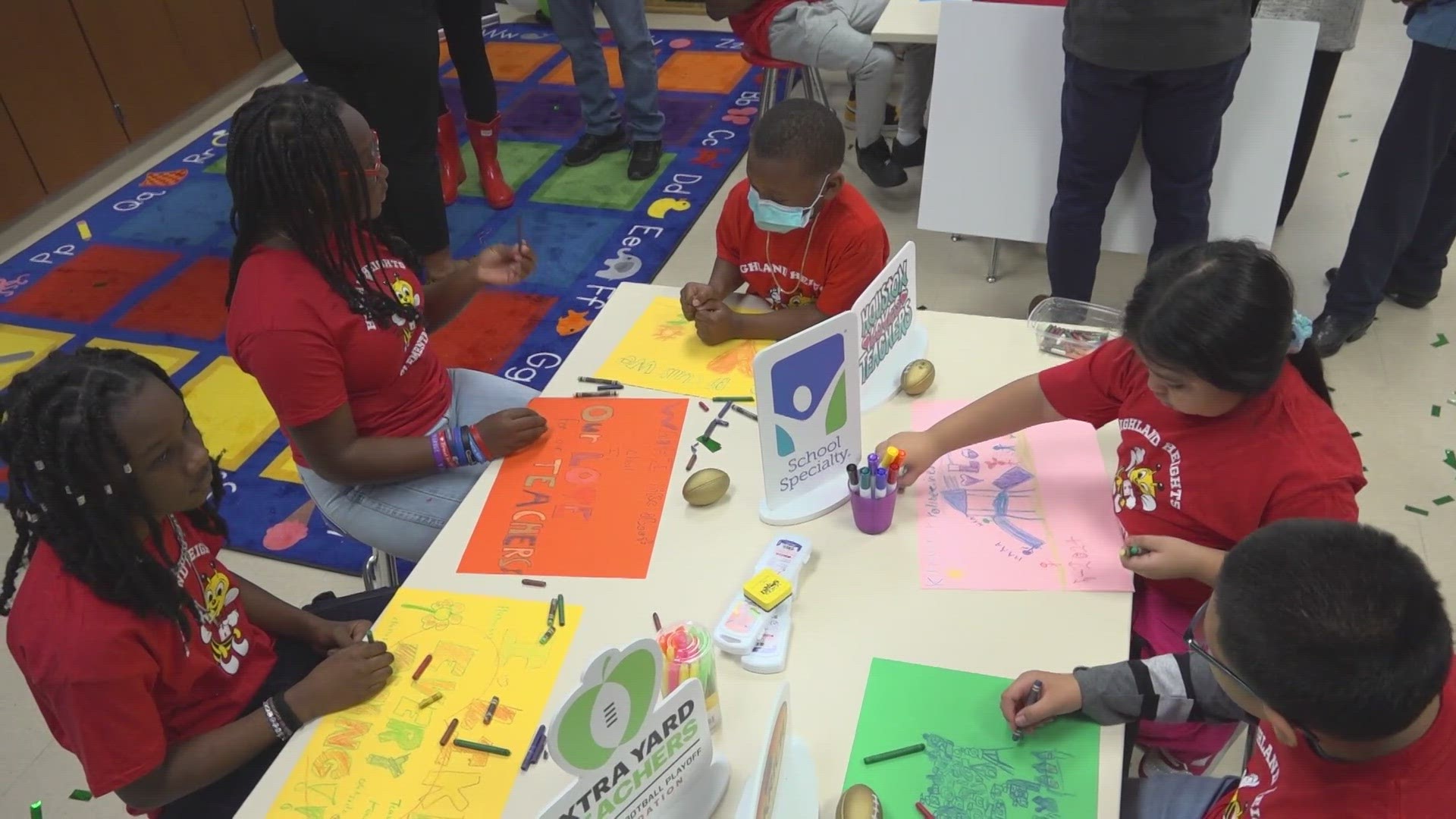 The students were surprised as a part of several events happening ahead of the College Football Championship in Houston.