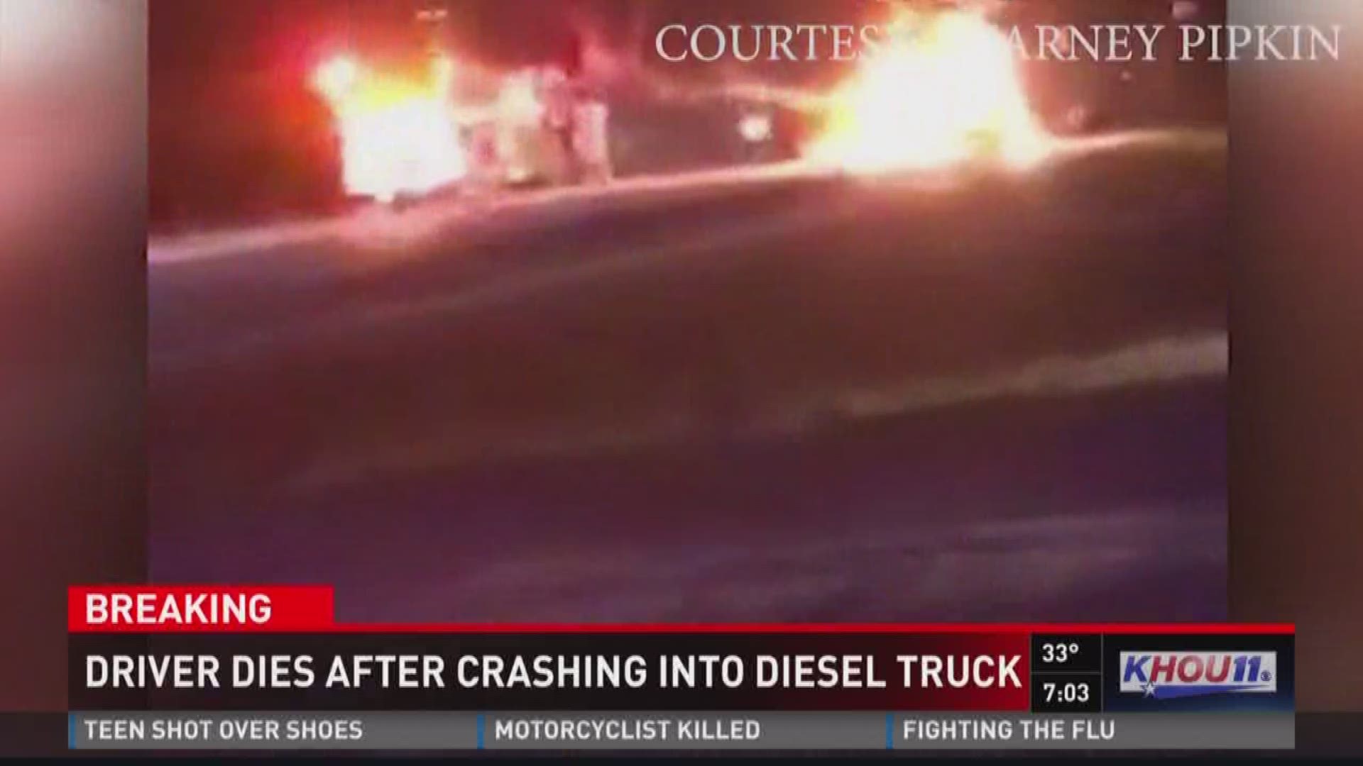 Driver killed in fiery crash with diesel truck in Wharton