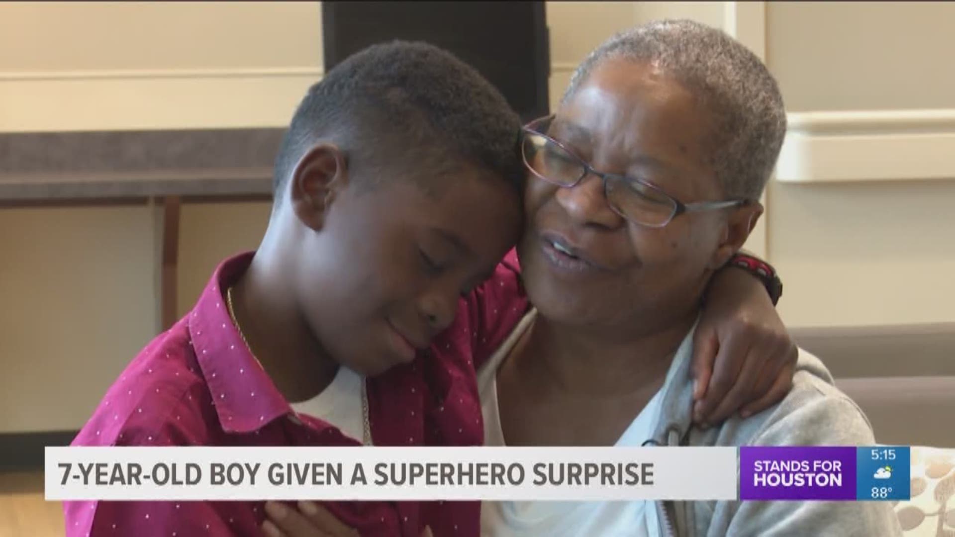 A 7-year-old boy was there to rescue his grandma when she needed him the most and Tuesday he was given a superhero surprise o honor his courageous actions. 