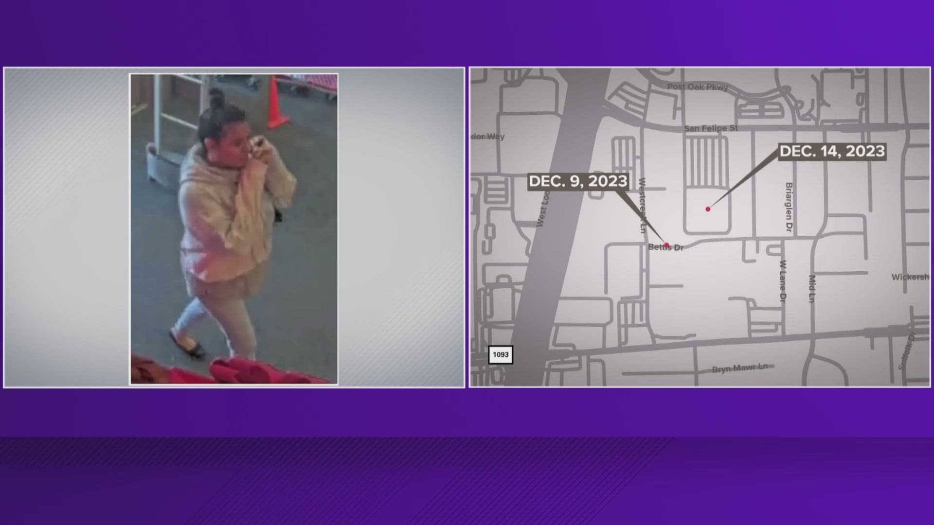 Houston police are searching for a woman who they said attacked two men in the Galleria area late last year.