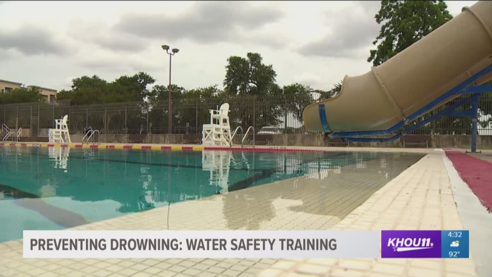 City staff with Houston's Aquatic Centers provide tips on how to keep children safe while they are swimming. 