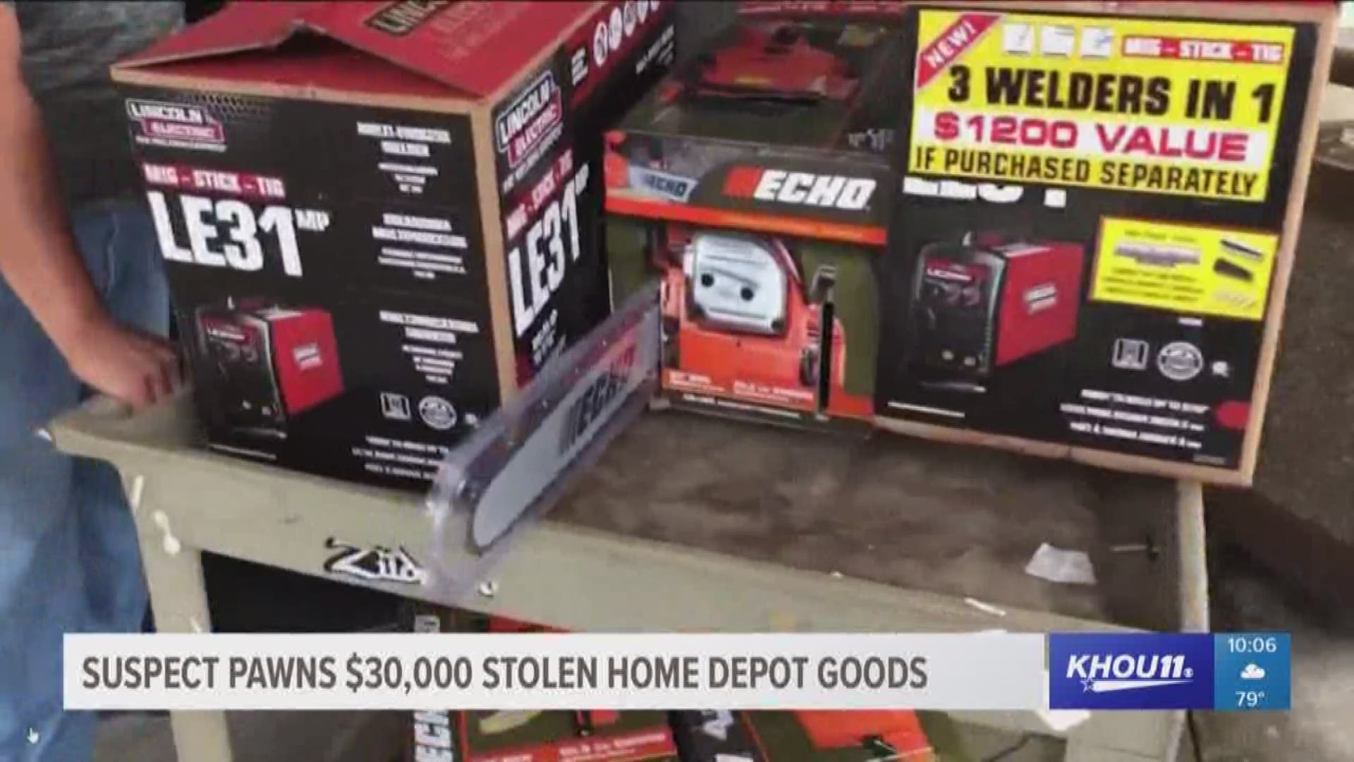 Deputies are looking for a man accused of stealing more than $30,000 worth of merchandise from numerous Houston-area Home Depot stores.