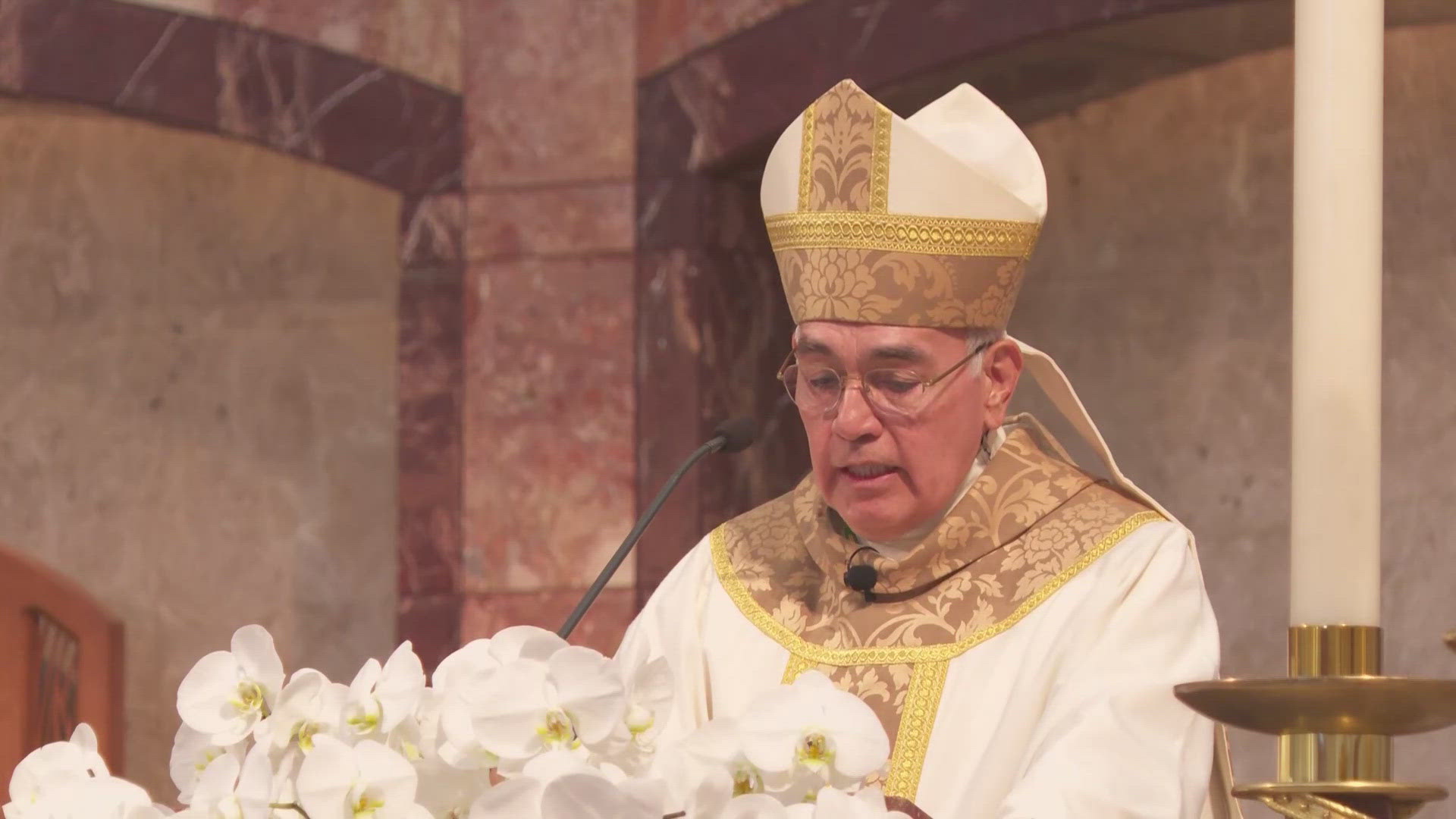 "Never again war," the Archbishop echoed Pope Leo's message at the Houston Mass. Cardinal DiNardo remains in Rome through the weekend after electing the pope.