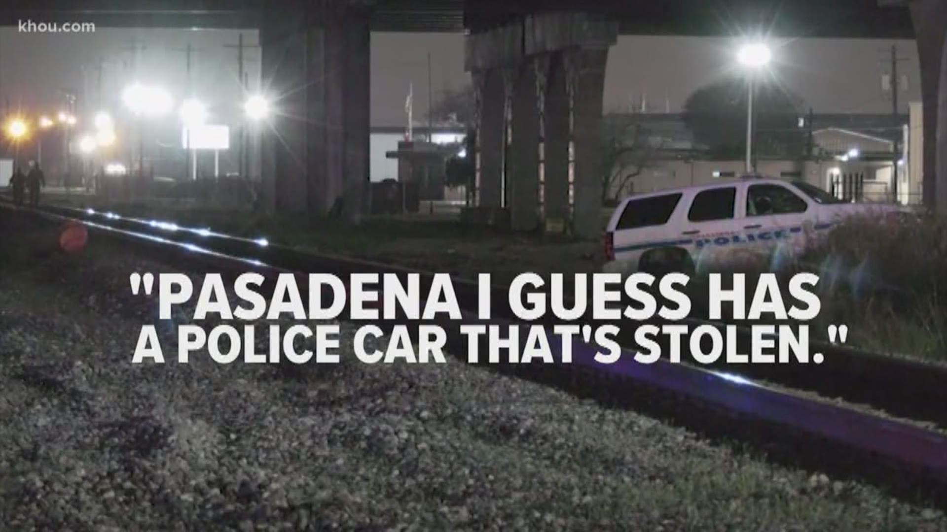 KHOU 11's Janel Forte reports the suspect is in custody after he ditched the patrol car in a field and tried to get away on foot.