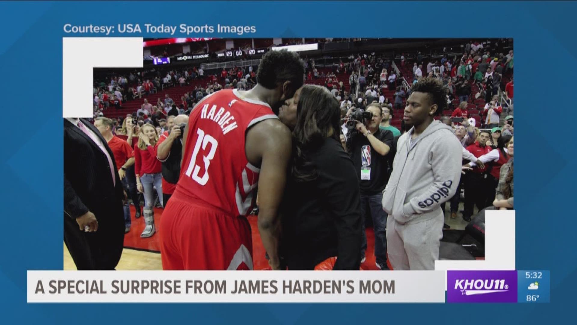 A special surprise from James Harden's mom 