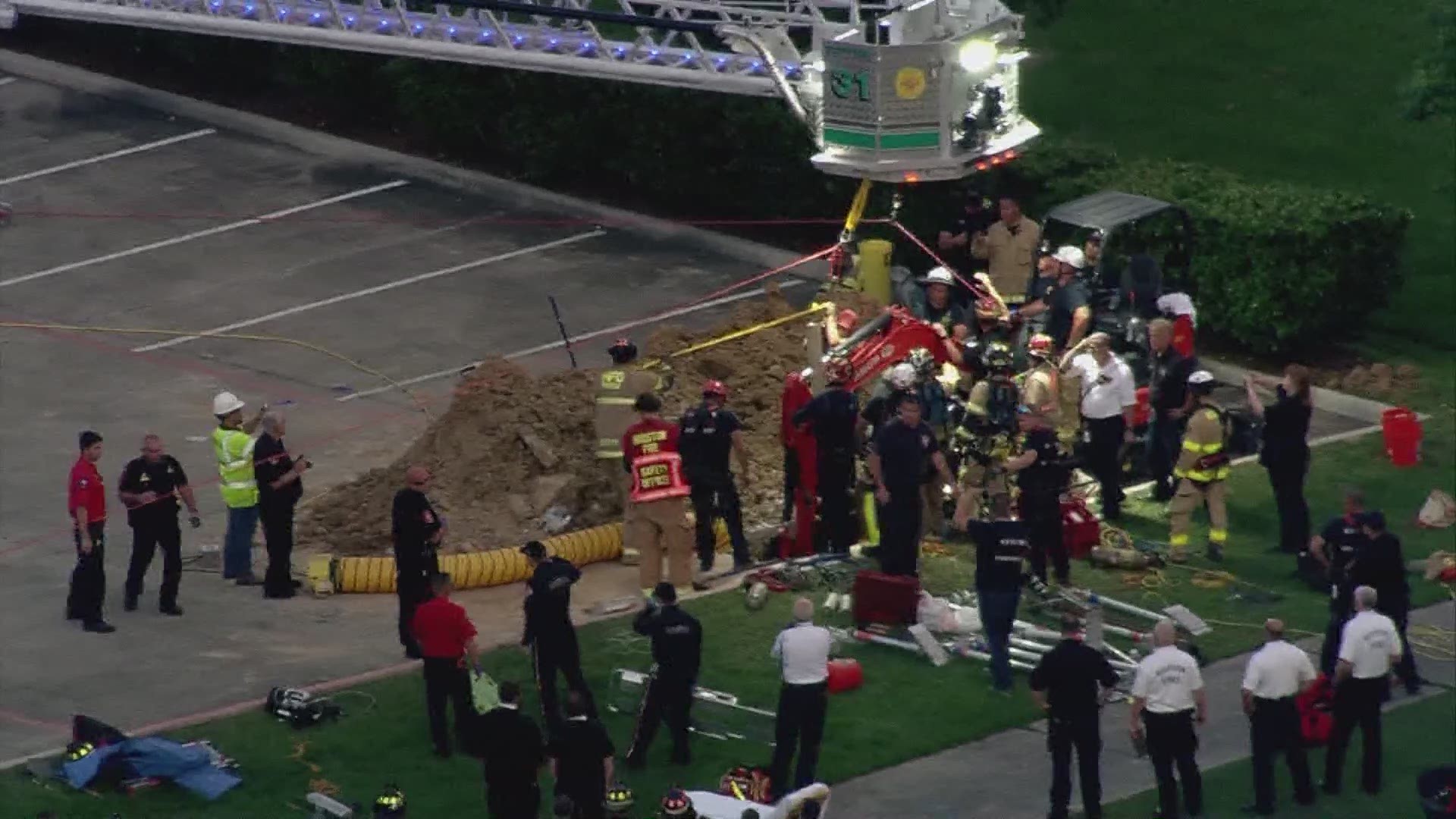 Firefighters rescued a man who was trapped after a trench collapsed Tuesday afternoon in northwest Harris County.