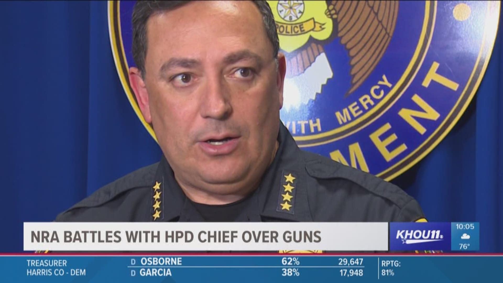 The NRA battled with Houston police Chief Art Acevedo over guns via Twitter this week.