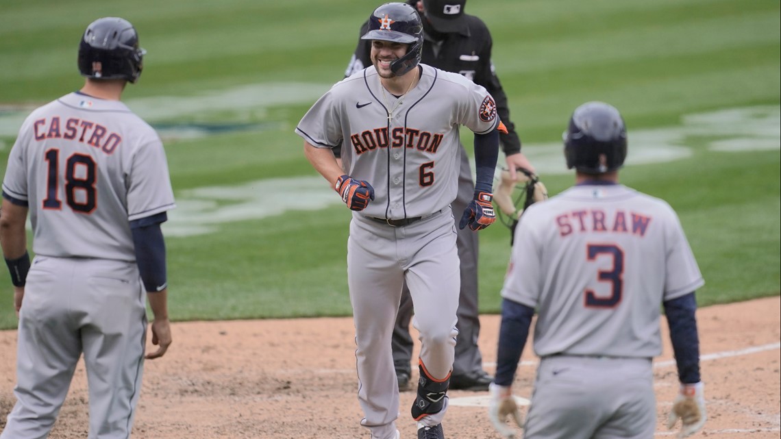 Astros smack season-high 7 homers in 10-1 rout over A's