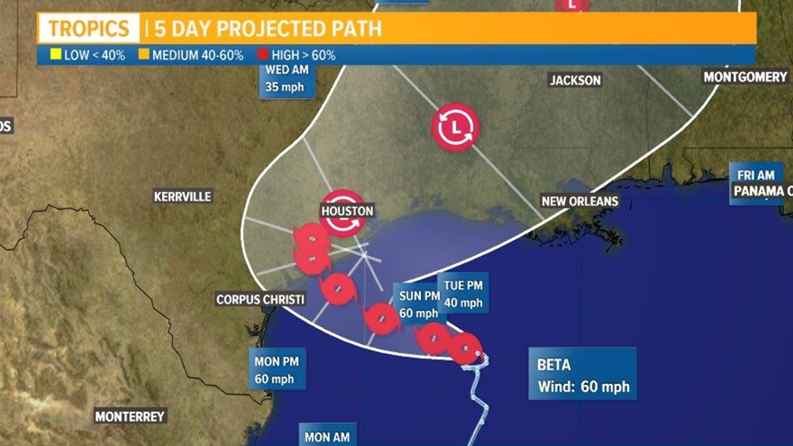 Tropical Storm Beta path and forecast models in Gulf of Mexico | khou.com