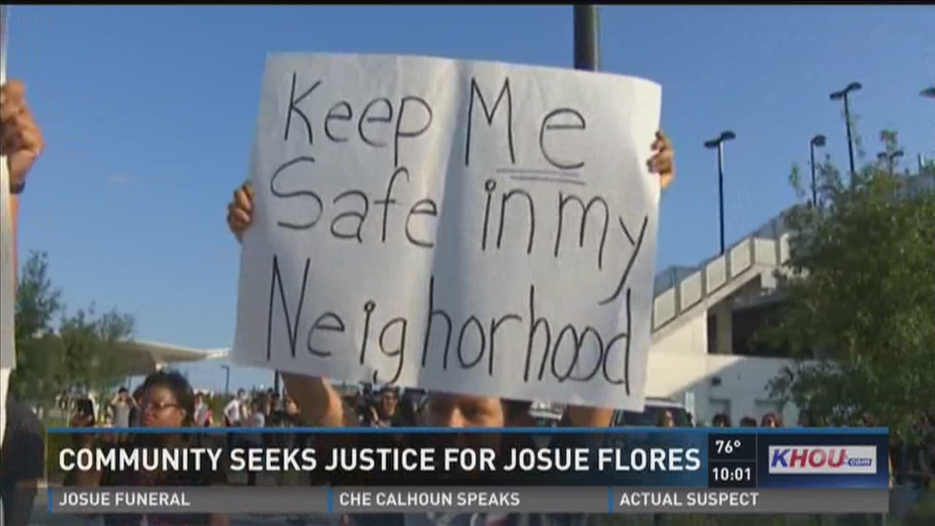 Family members and neighbors of Josue Flores marched on Sunday in an effort to bring justice and change after the boy was murdered last week. 