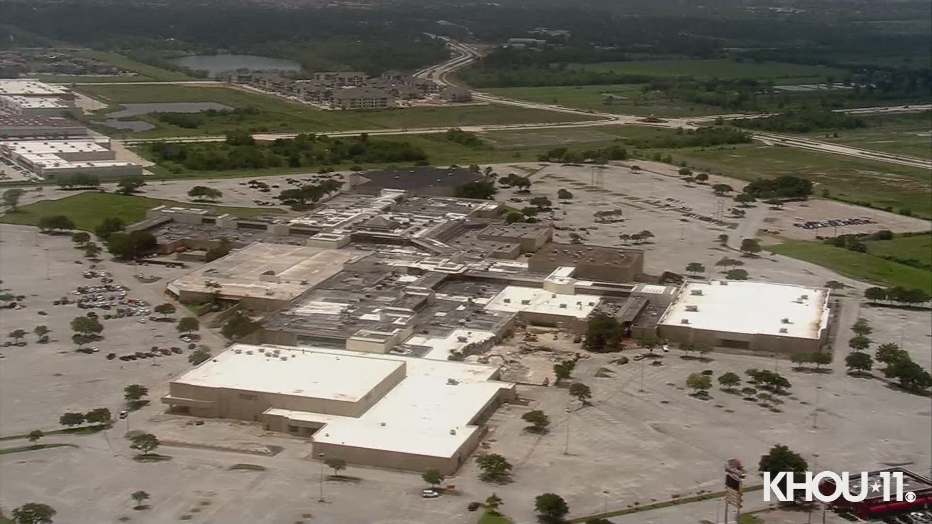 KHOU's Air11 helicopter was over the old San Jacinto Mall near Baytown as crews began demolishing the old structure.