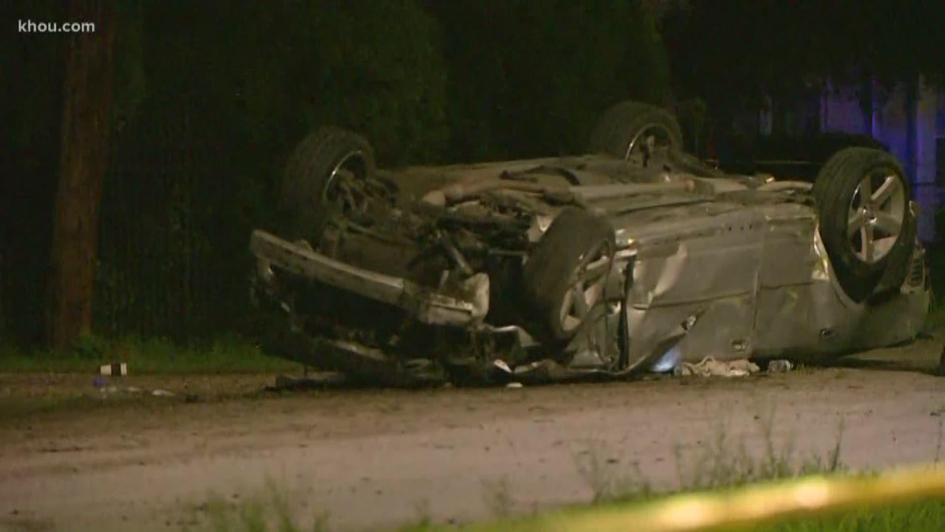 At least two people died and a third person was trapped after a rollover crash in northeast Houston, police confirm.