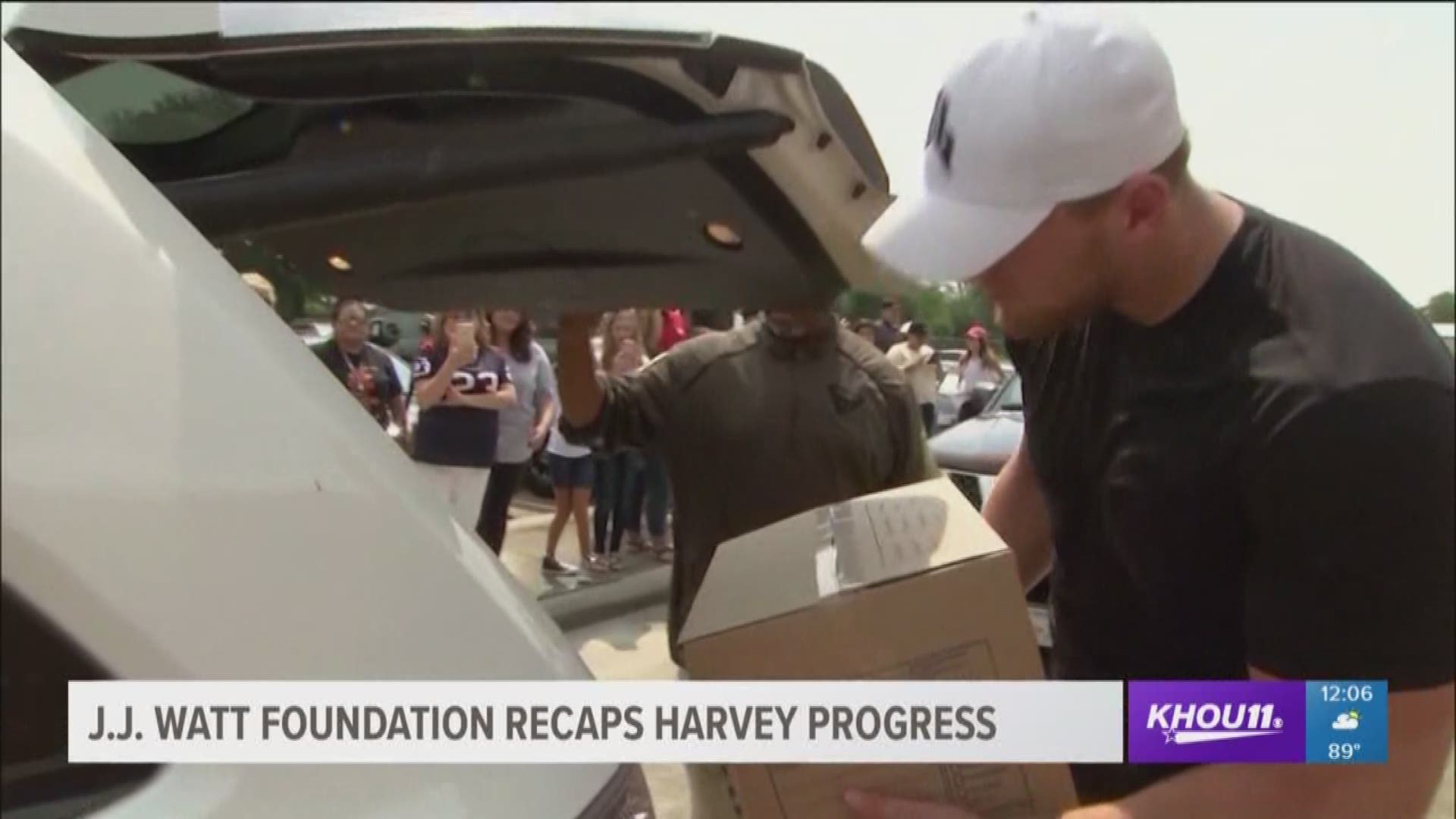 On the anniversary of Hurricane Harvey, Houston Texans star J.J. Watt provided a recap and future plans for relief funds raised following the storm.