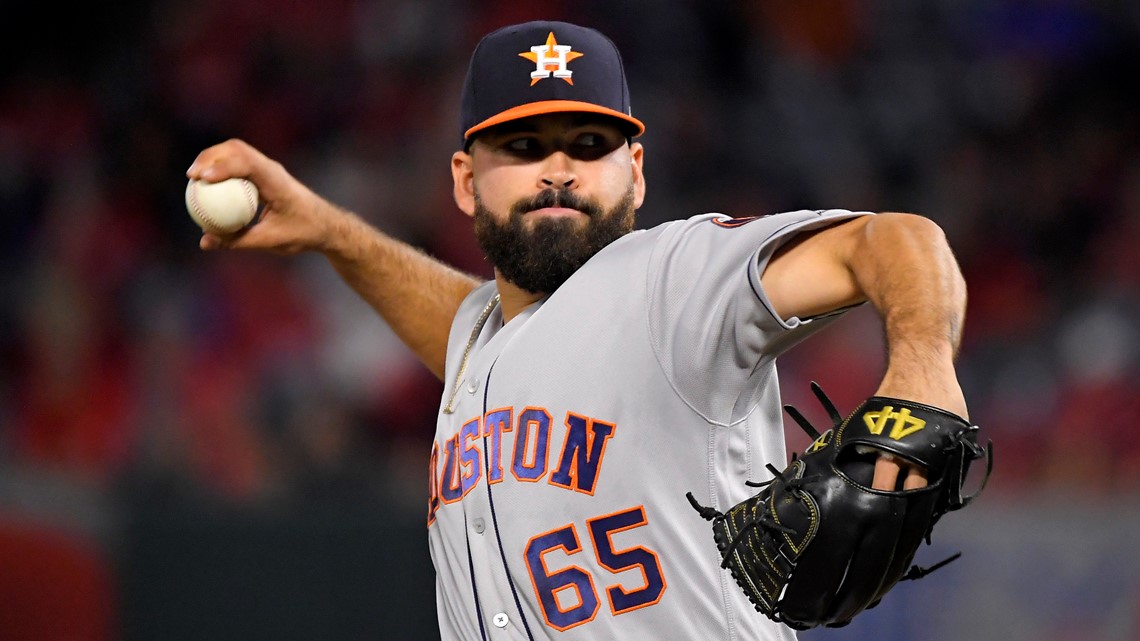 Astros pitcher José Urquidy steps up to the plate for gender reveal