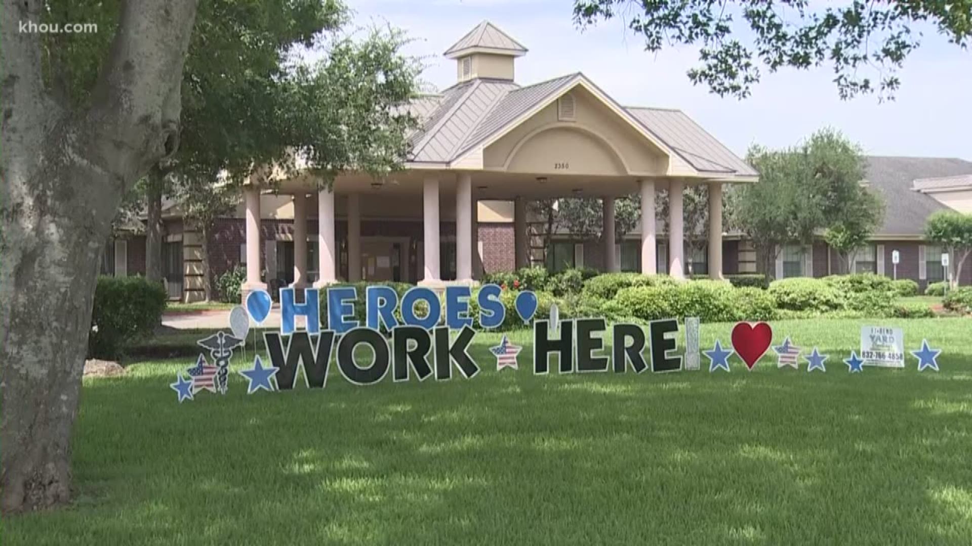 KHOU 11 News' Chris Costa talks to staff at the Park Manor at Quail Valley in Missouri City, where 28 residents and employees recently tested positive for COVID-19.