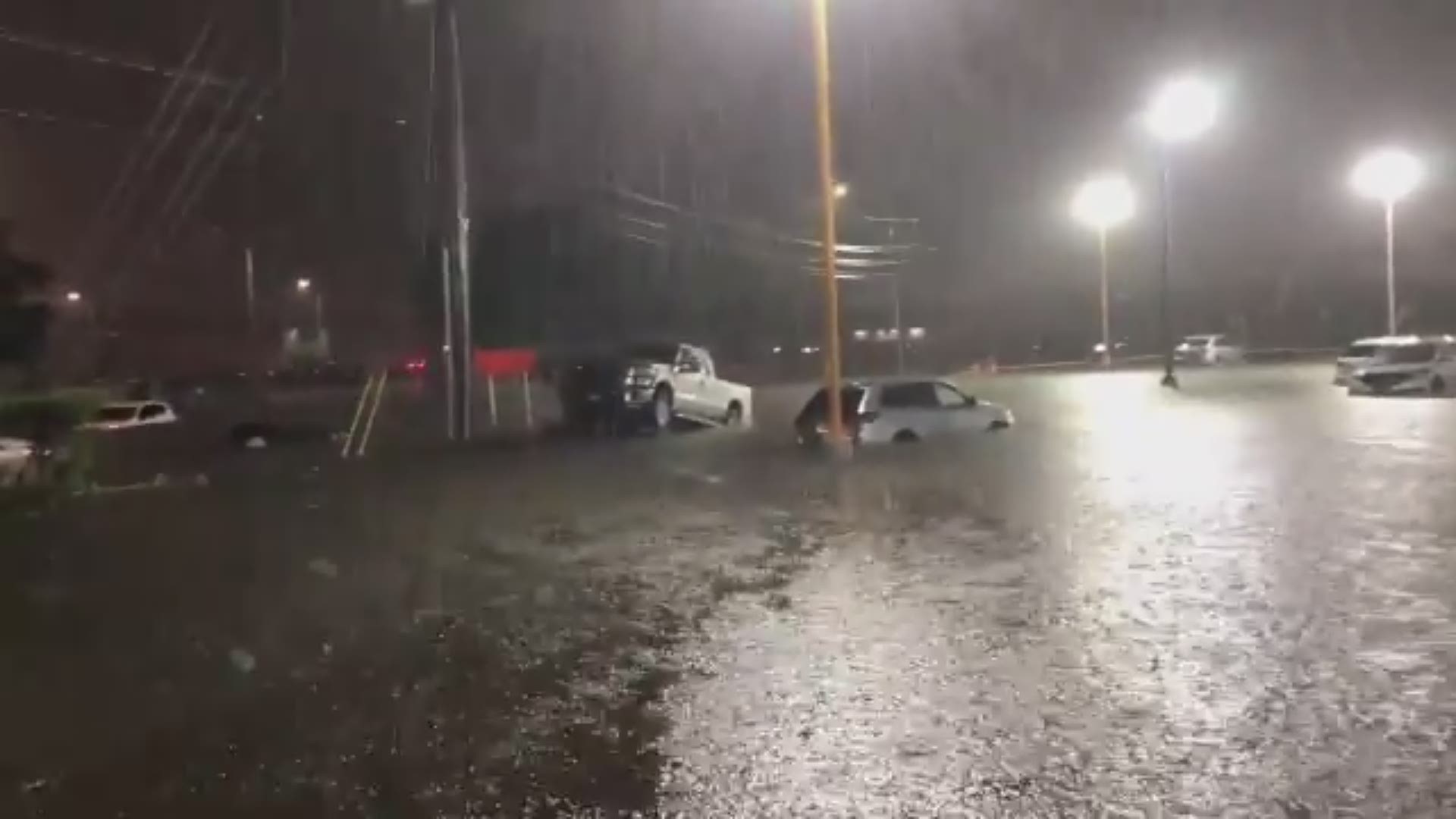 Twitter user @PastorJaimeG captured this flooding video in southwest Houston after rain from Tropical Storm Beta moved in Monday.