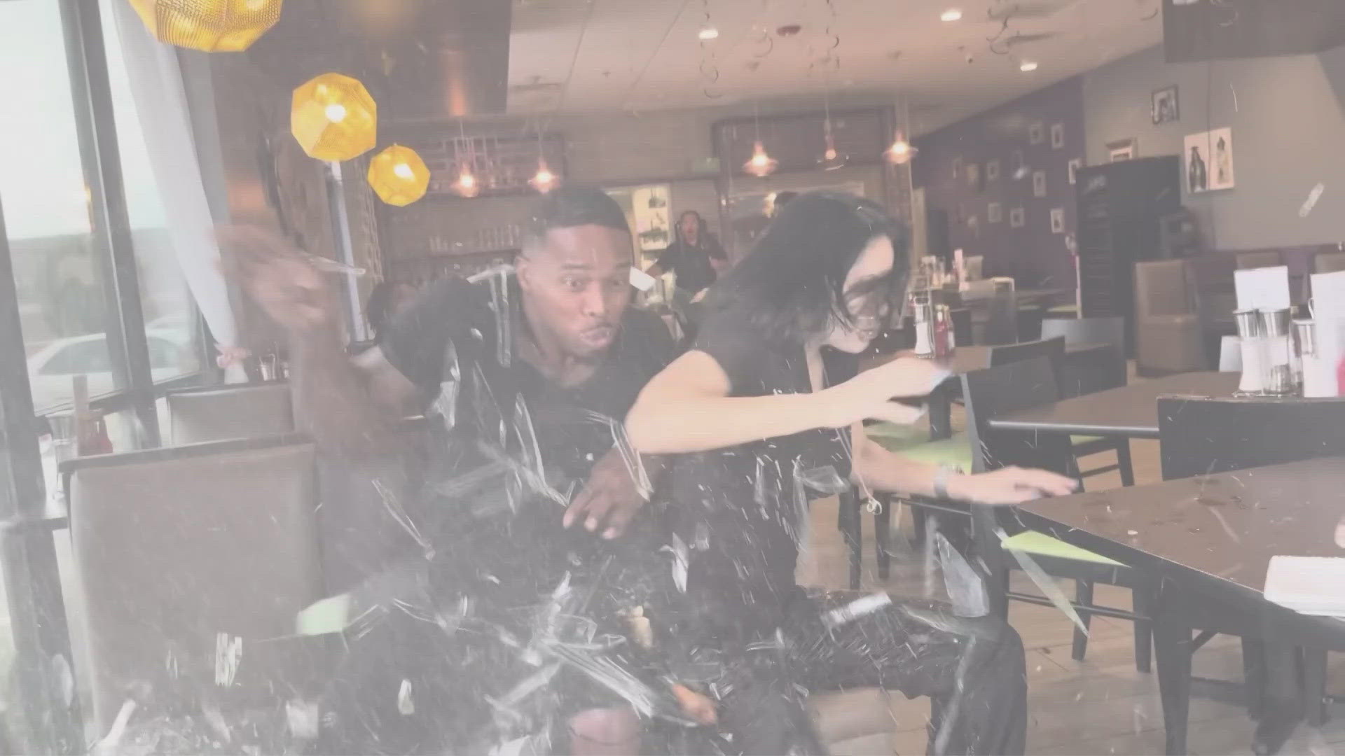  Nina Santiago (known online as NinaUnrated) and Patrick Blackwood, were sampling appetizers for their YouTube channel when the vehicle came barreling in. 