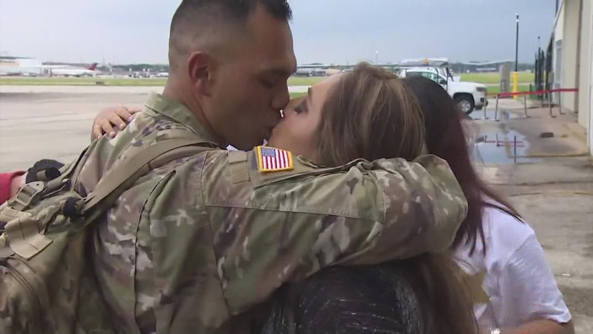Family and friends were there to be reunited with the soldiers returning from a peacekeeping mission in Egypt. Texans Cheerleaders also welcomed them home.