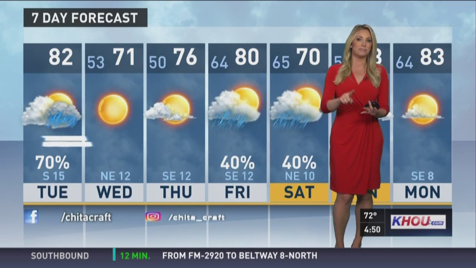 KHOU 11 Meteorologist Chita Craft is tracking storms that may be heading our way for Tuesday evening