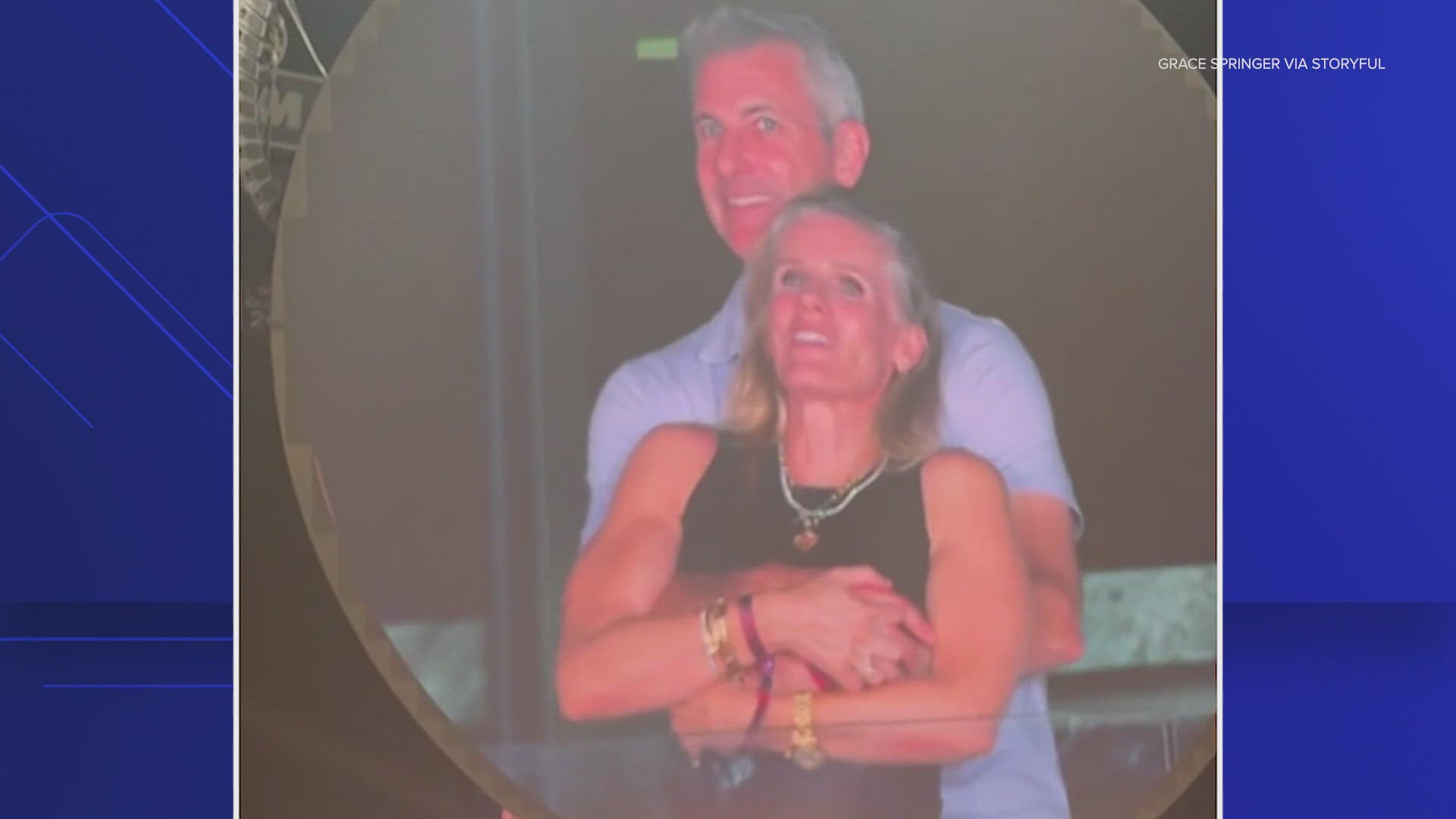 The kiss cam panned to a couple embracing, but when they realized they were on the jumbotron, they both seemed embarrassed.