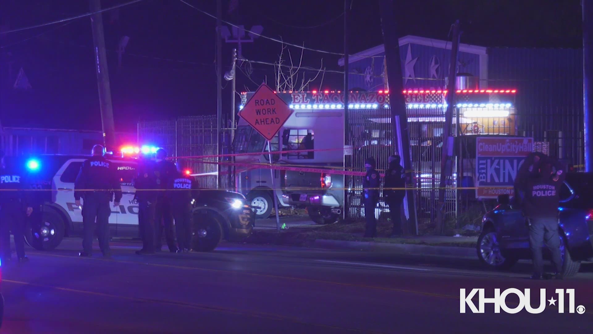 Houston Police are investigating after a robbery suspect was struck during an officer-involved shooting Wednesday night in north Houston.