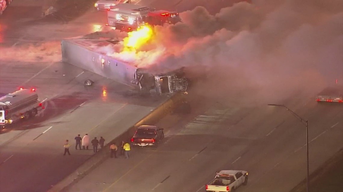 Katy Freeway reopens following crash with overturned 18-wheeler ...