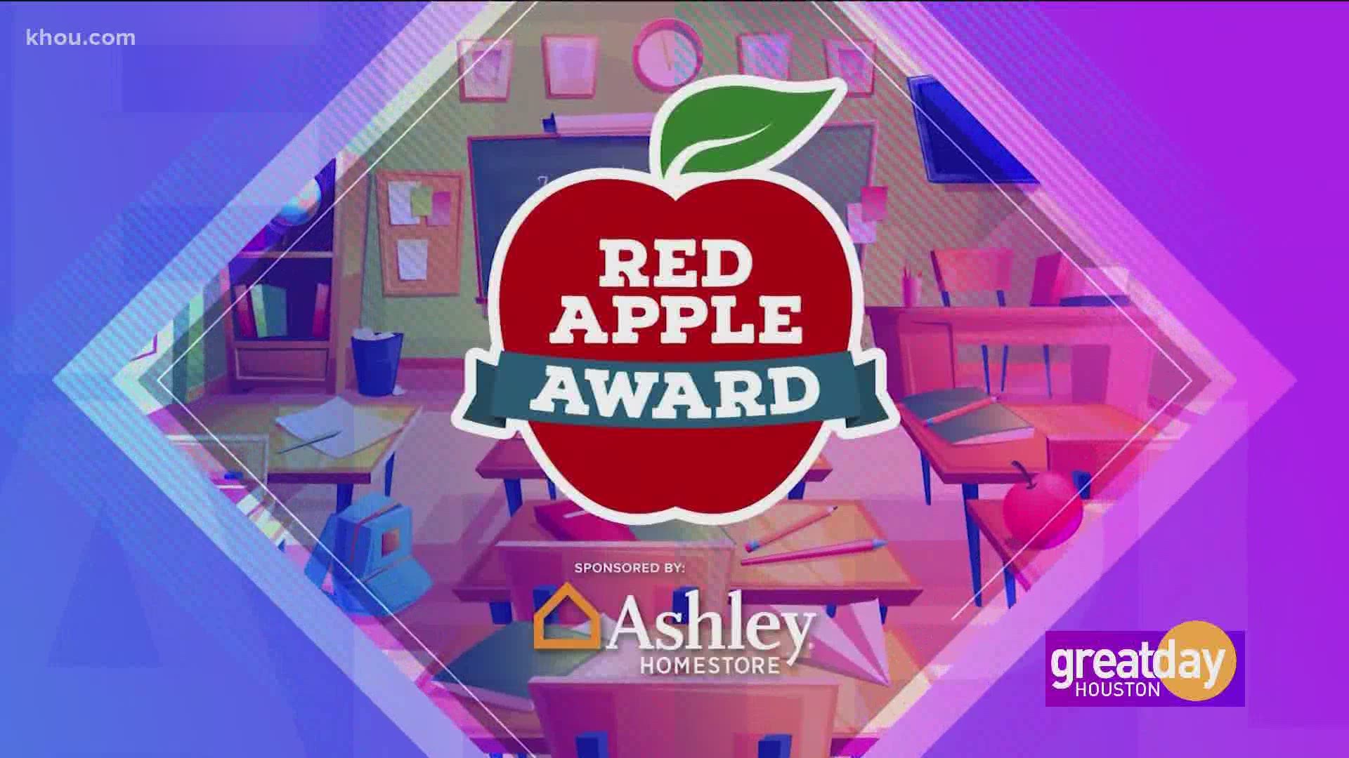 The Ashley Homestore Red Apple Award is gifted to one standout educator in the Houston Area each month.