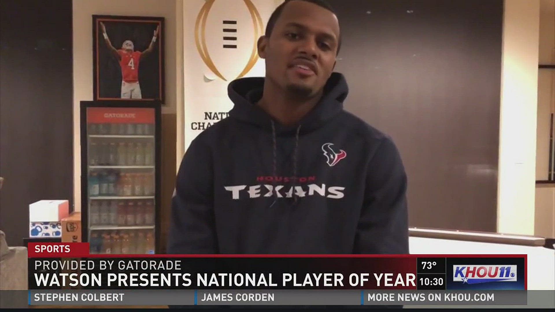 Deshaun Watson surprised a high school football player Tuesday with a national award.