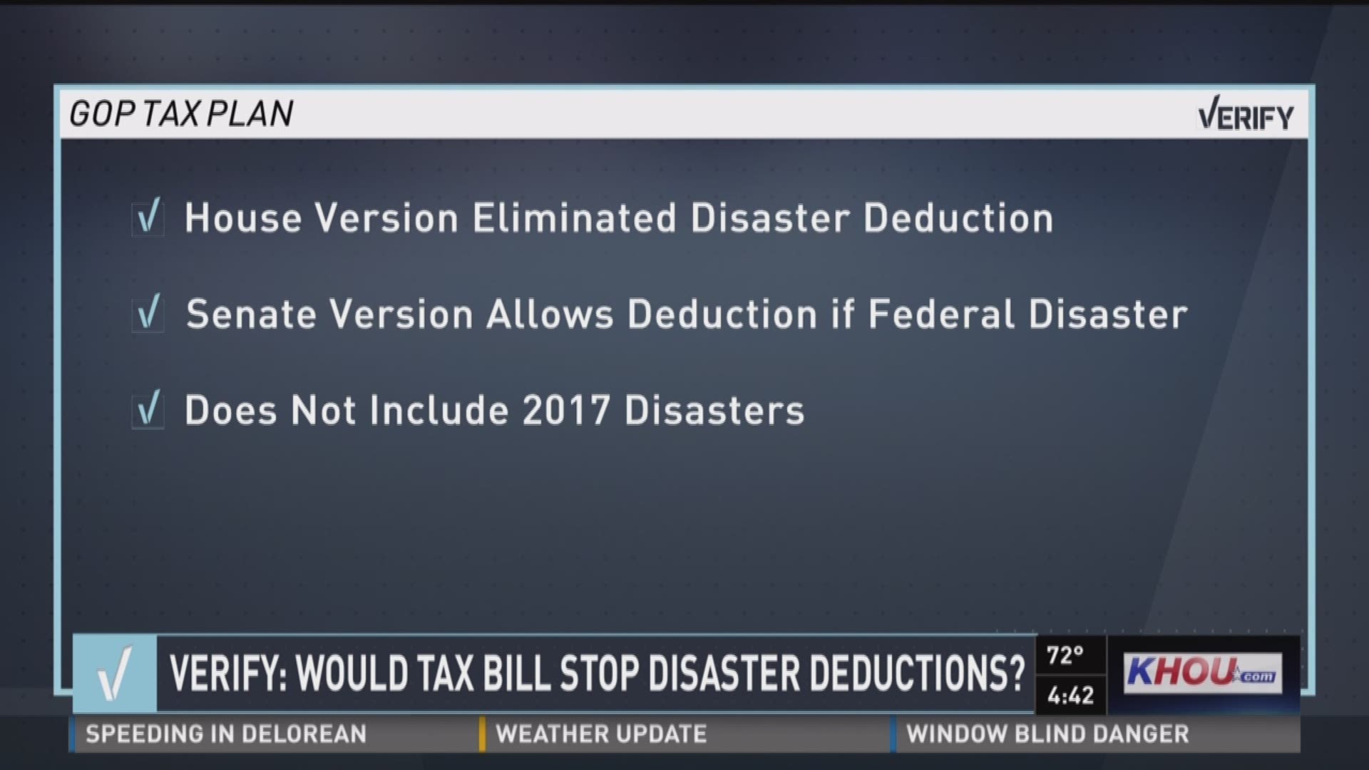 A post spreading on Facebook claims the new GOP tax bill would eliminate deductions for natural disasters. 
