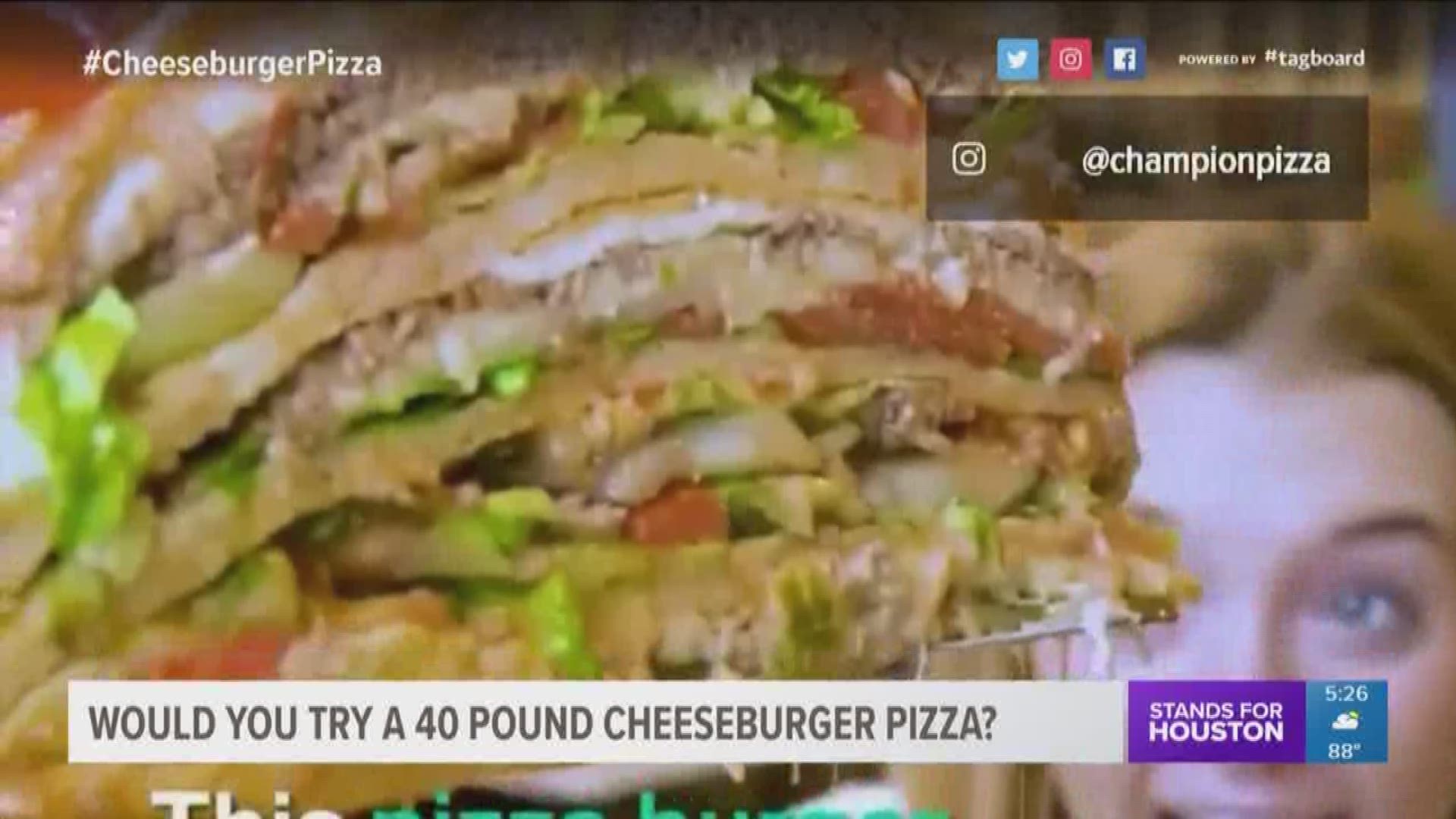 You will need a J.J. Watt sized appetite if you want to tackle this food. Champion Pizza in New York City is serving up a cheeseburger pizza to customers. It takes three hours to make and the price tag is $2,000. 