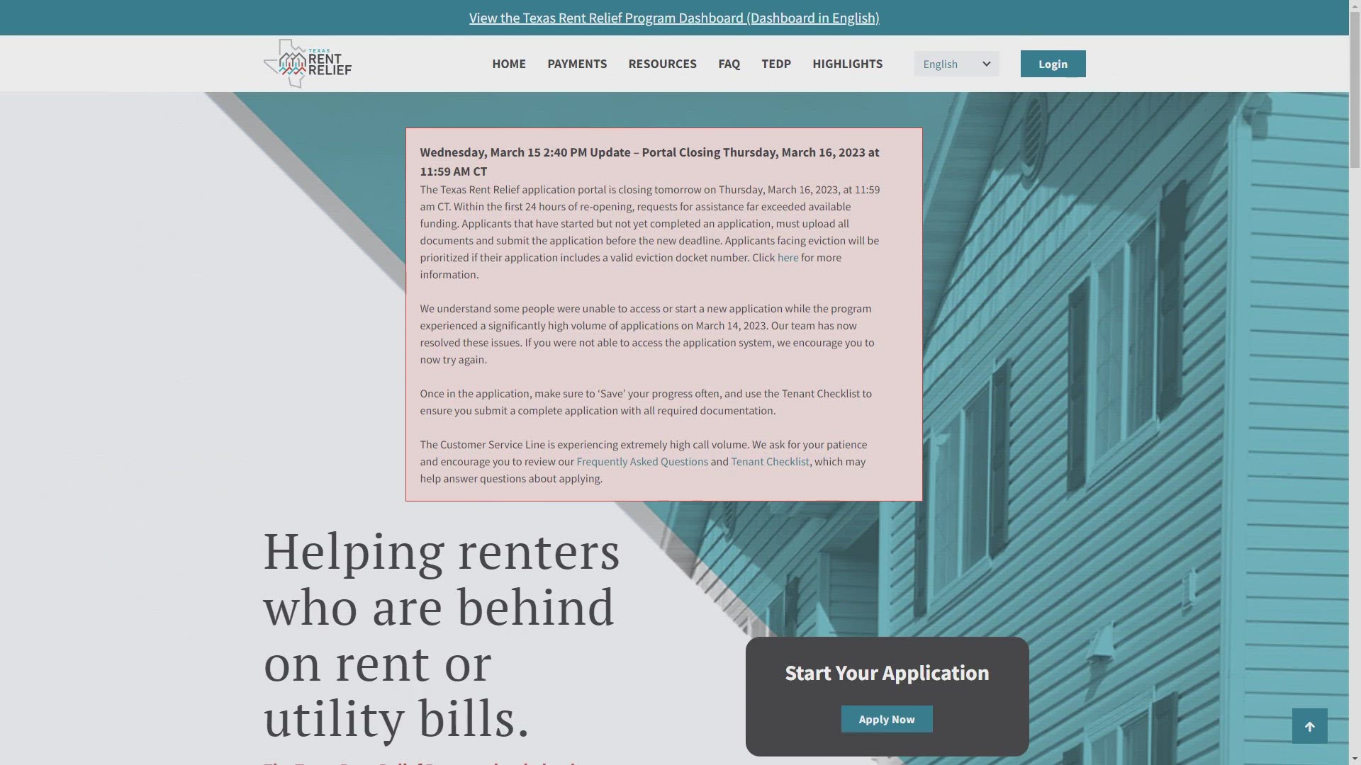 According to the rent relief program's website, requests for assistance in just the first 24 hours of the portal being opened "far exceeded available funding."