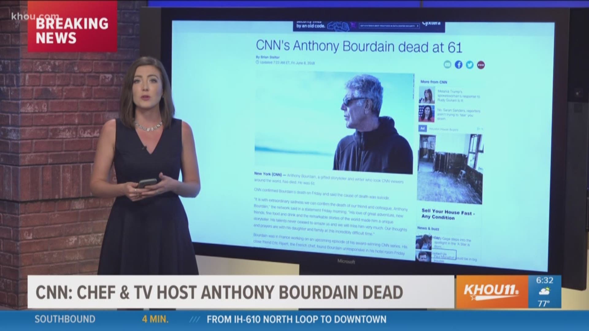 Anthony Bourdain of CNN's "Parts Unknown" is dead. The chef, storyteller and Emmy-winning host has committed suicide at age 61, CNN confirms.