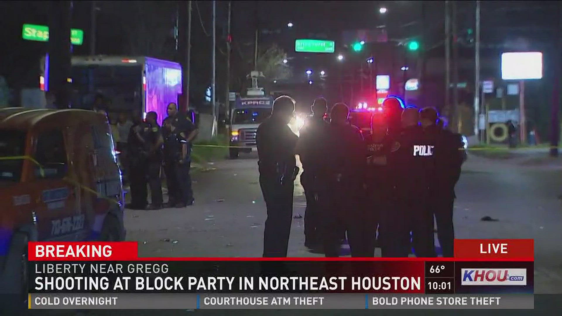 Two people were shot at a block party for a local rapper in northeast Houston Sunday evening, according to Houston Police.