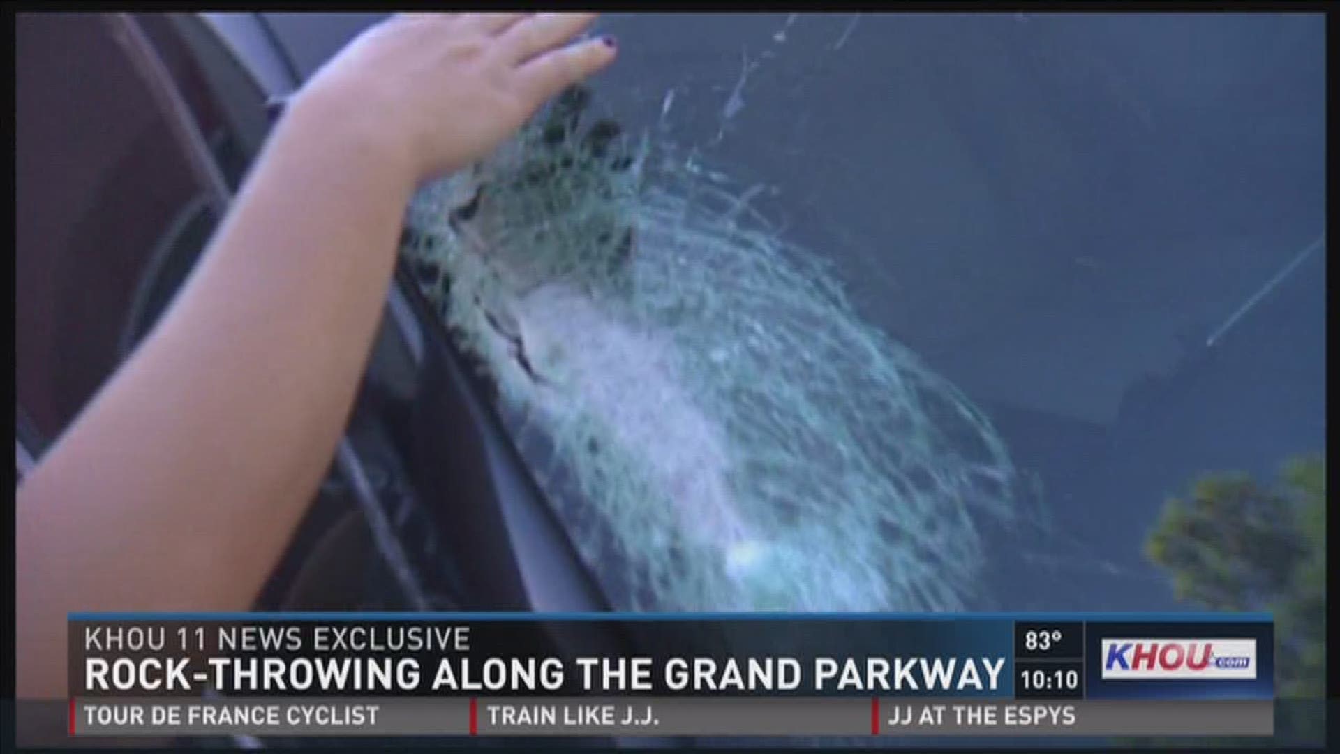 Suspects throw rocks and break windshields of passing vehicles
