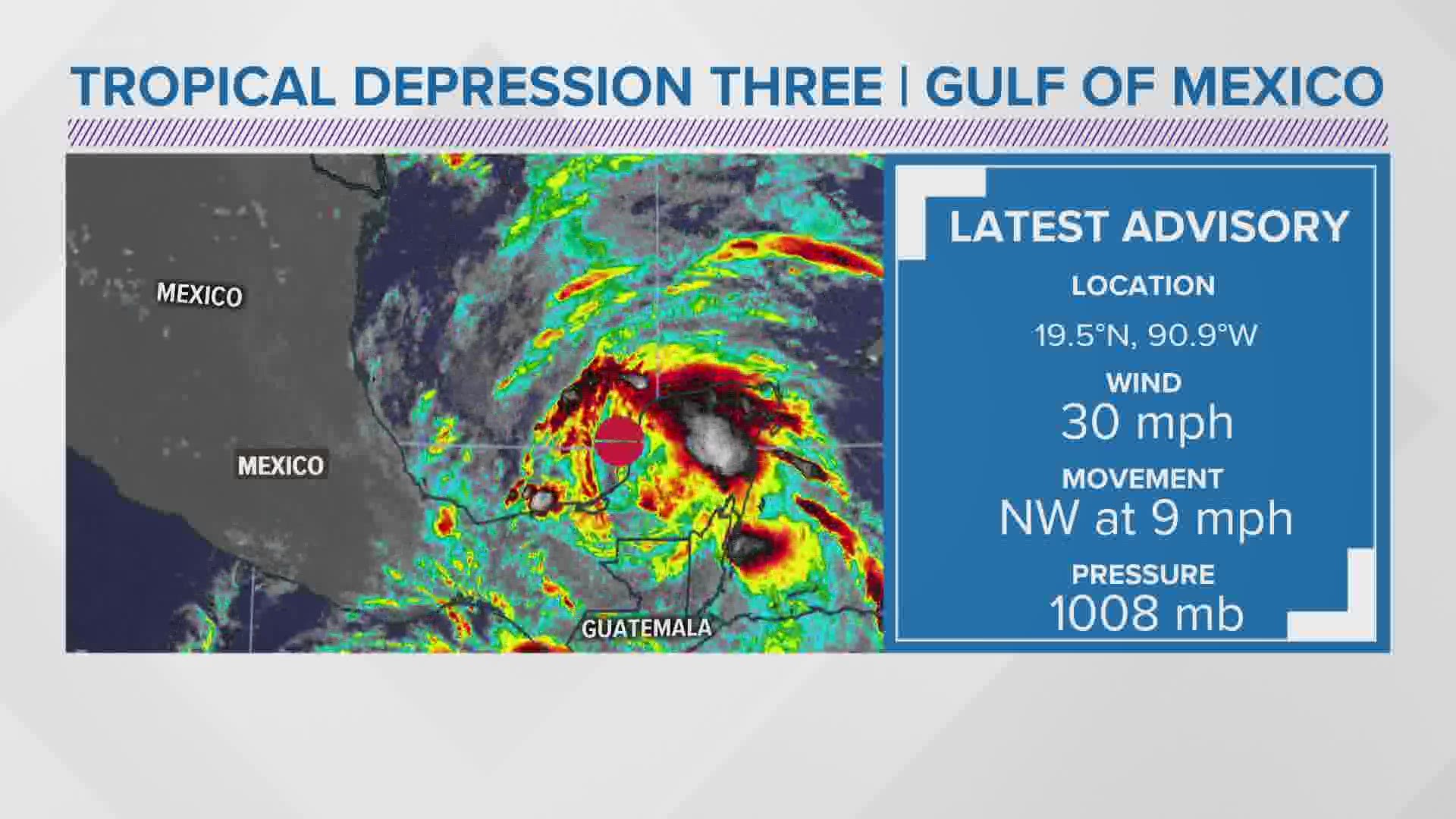 We're tracking the very latest on newly-formed Tropical Depression No. 3.  If it's named, it will be Cristobal.