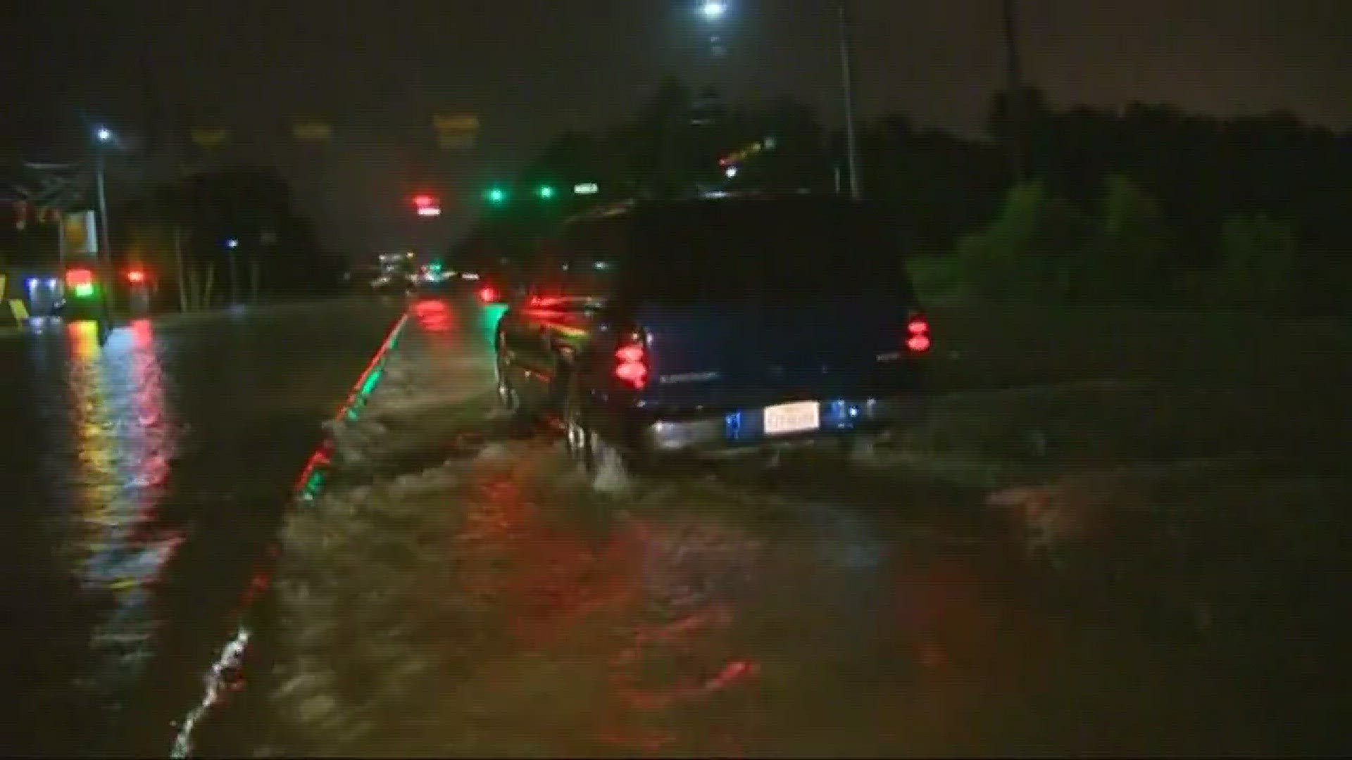Saums Road at Greenhouse is always a problematic spot when the heavy rain falls. KHOU 11's Sherry Williams reports on drivers trying to navigate the flooded streets.