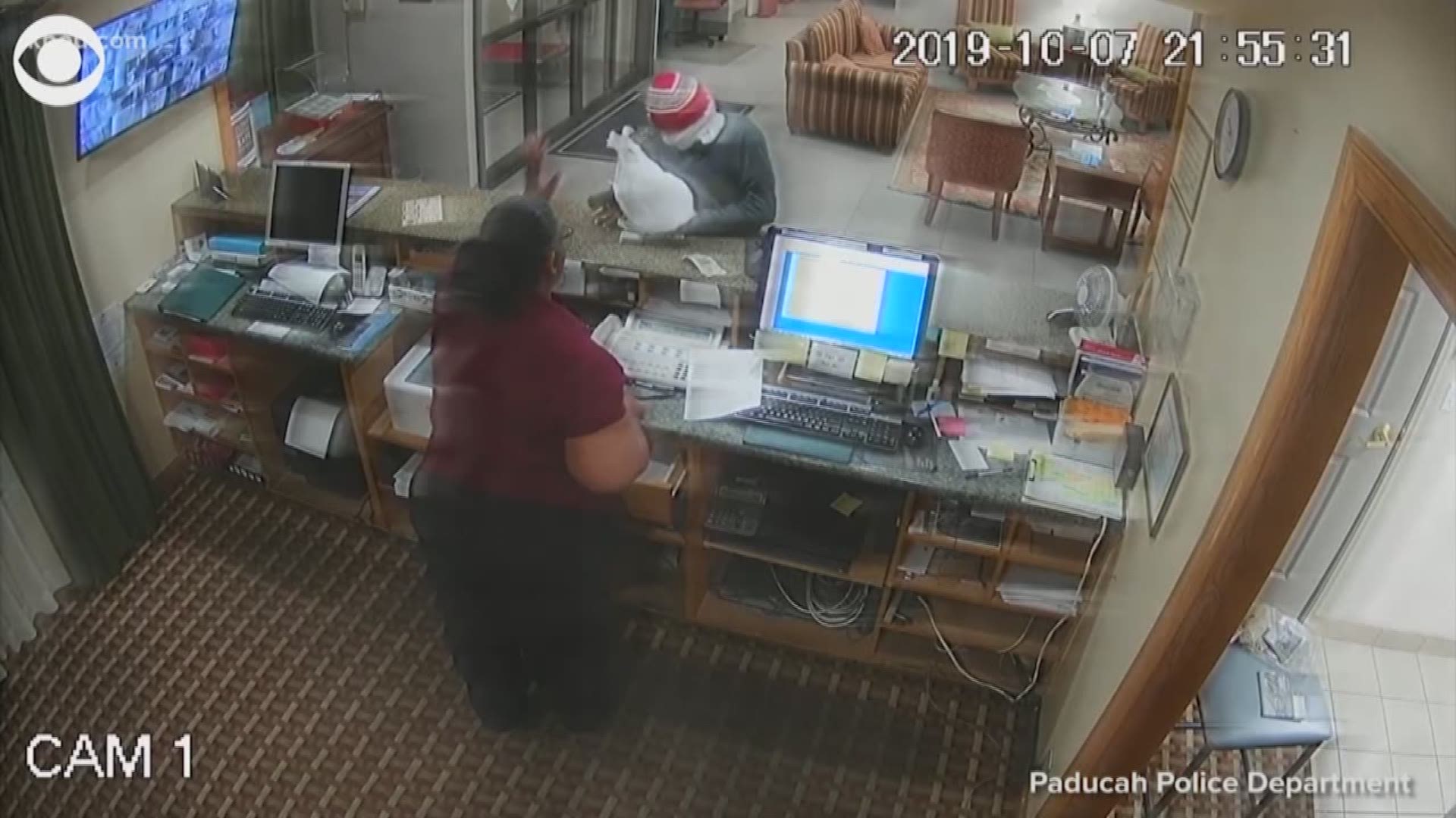 An armed man thought a hotel clerk working alone was an easy target. Not exactly.