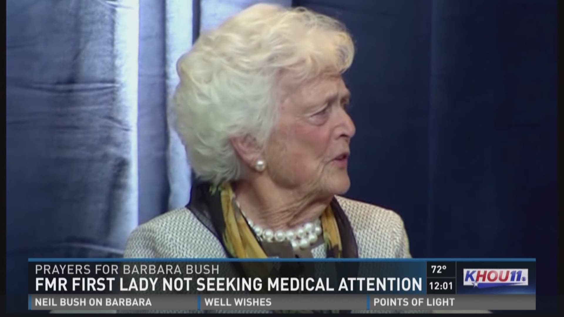 Former First Lady Barbara Bush, the wife and mother of two presidents, has decided to end medical treatment for a life-threatening illness. Here is the latest update on her condition Monday afternoon.