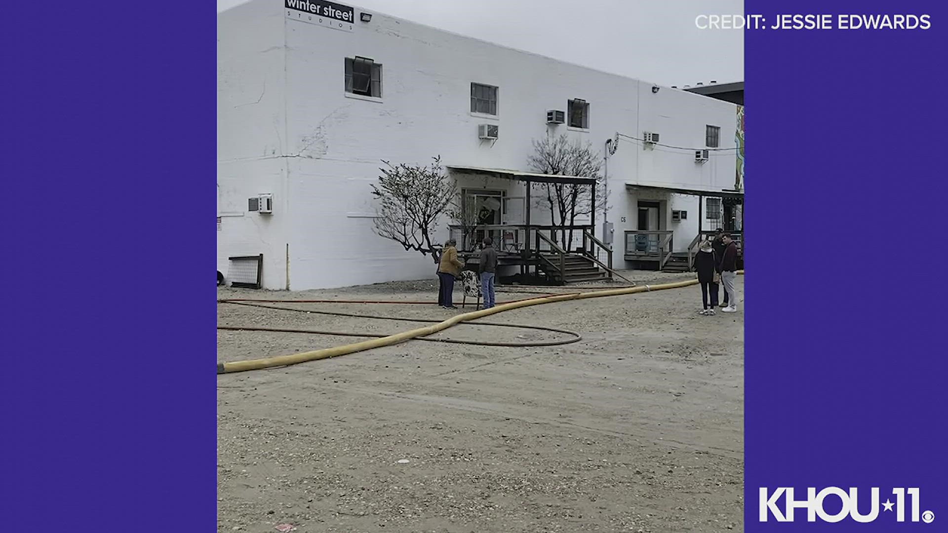 The fire broke out Tuesday morning at around 6:30 a.m.  (Video courtesy Jessie Edwards)