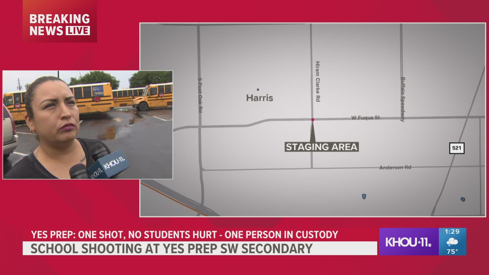 A mother of a YES Prep student tells KHOU 11's Zack Tawatri that she drove to the school immediately after her daughter texted her about the shooting