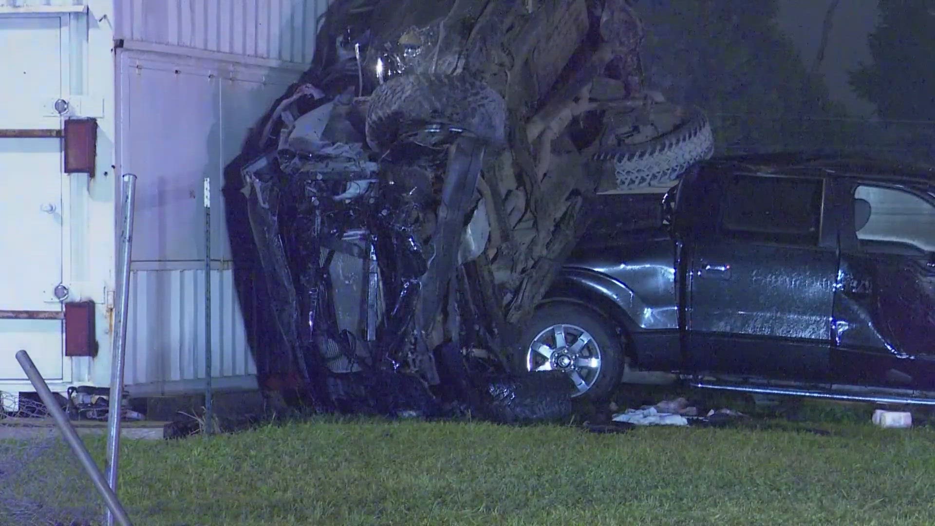 Truck going 100 mph ends up on top of cars along Eastex Freeway