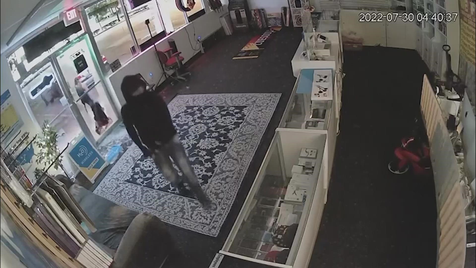 The 24 break-ins happened within a few hours at businesses in shopping centers along a part of Kingwood Drive.