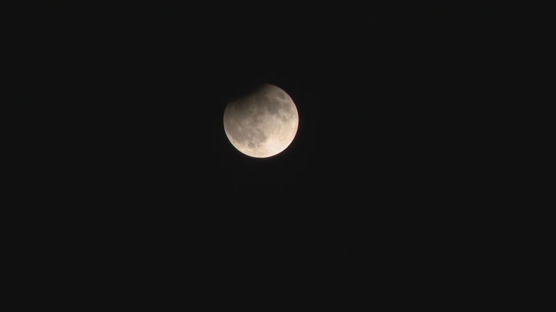 Super full harvest moon, partial lunar eclipse as seen in Houston ...