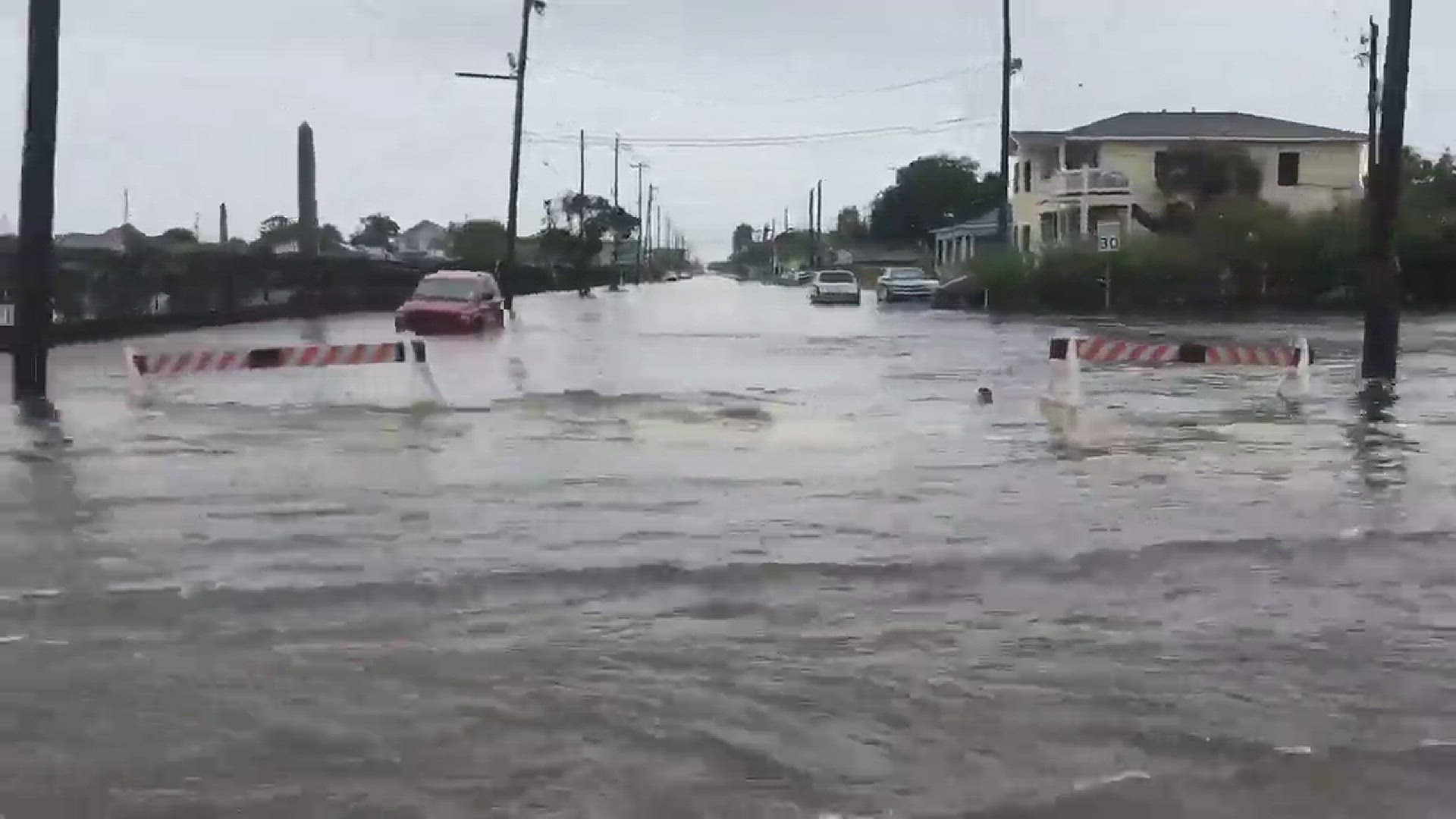 KHOU 11's Matt Dougherty recorded this video on Broadway in Galveston late morning on Sept. 14, 2018