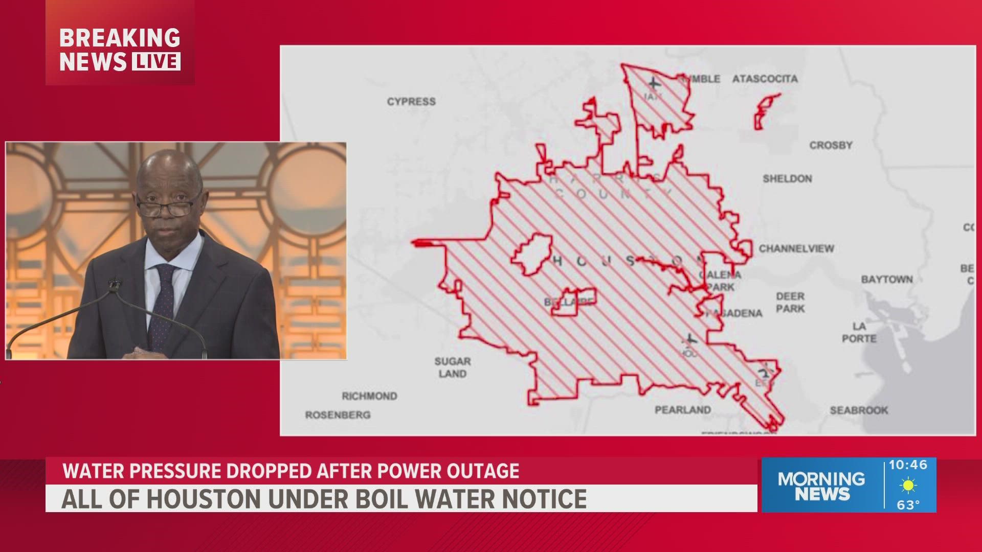 The boil water notice was issued for all of Houston.