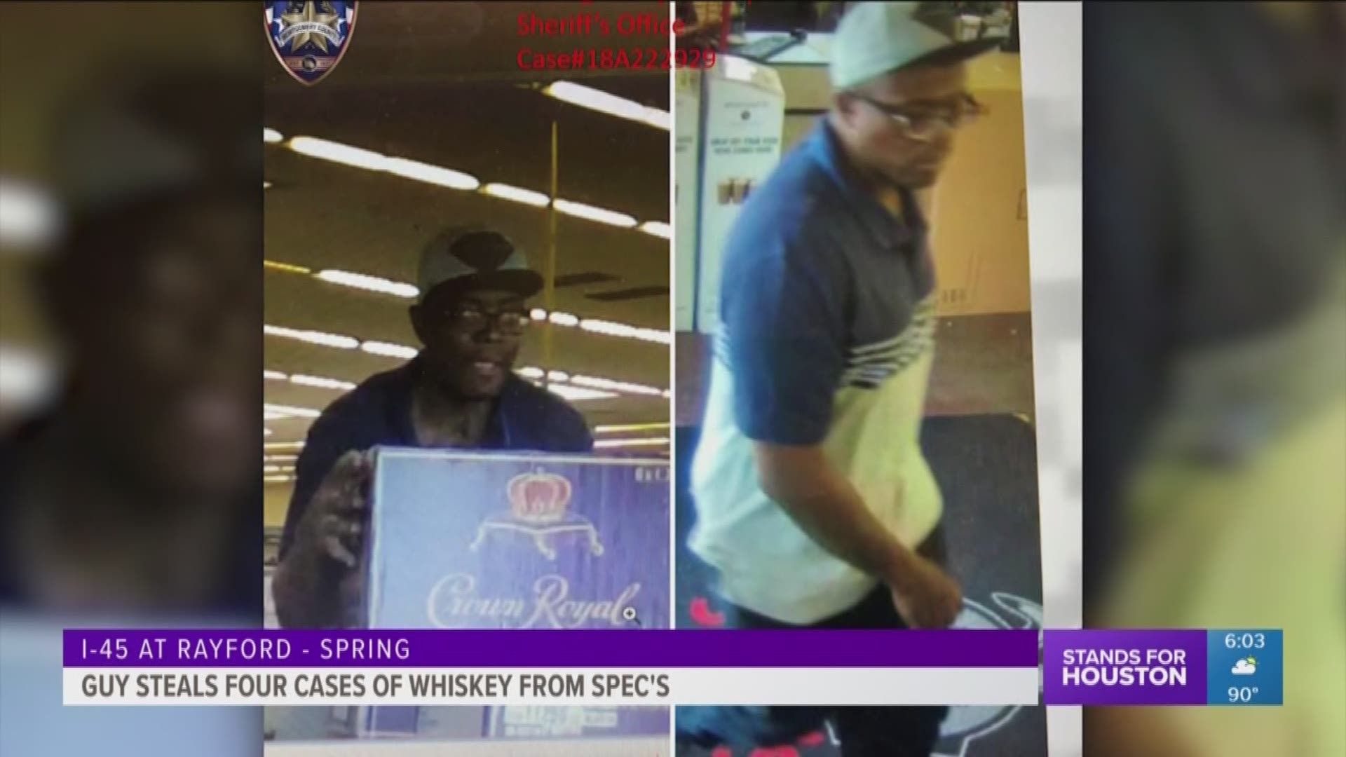 Montgomery County Sheriff's deputies are searching for a suspect they say took several bottles of whisky from a Spec's store in Spring.