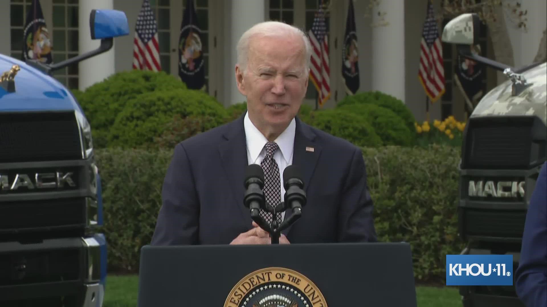 President Biden touted a plan Monday to improve jobs in the trucking industry with higher pay and better working conditions.