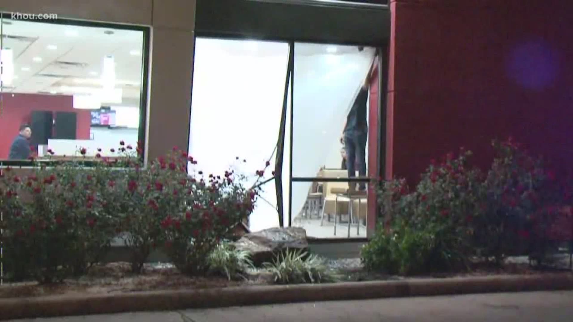A police chase with four suspected gang members ended when they crashed their car into the front of a Wendy's restaurant Wednesday night.