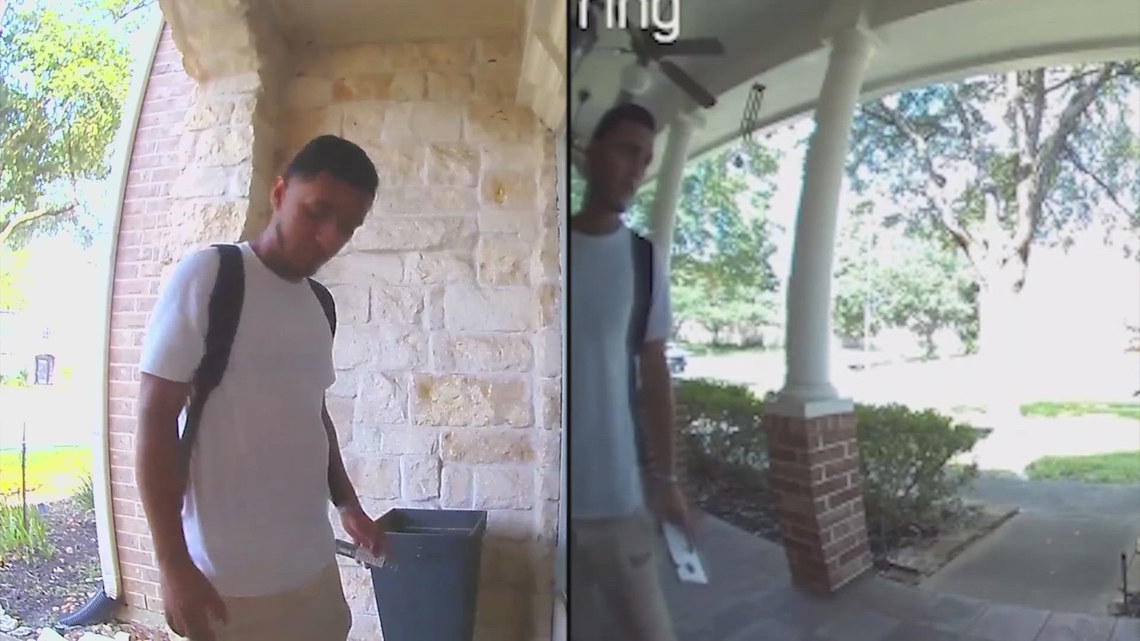 Porch pirate caught on video hanging flyers, taking package from Cypress home